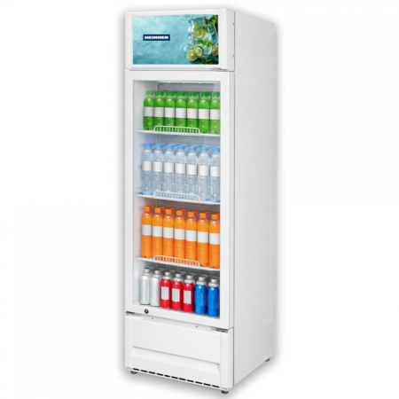 Vitrină frigorifică Heinner HSC-M213WHB, 213 L, Capacitate 204 Sticle, Clasa B, Răcire cu Ventilator, Ușă din Sticlă cu Încuietoare, Casetă Luminoasă, Iluminare LED, Termostat Reglabil, 3 Rafturi, Alb [3]