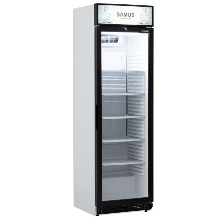 Vitrina frigorifica Samus VS380D, 346 L, Sistem racire ventilator, 5 rafturi ajustabile, Dezghetare automata, Lumina LED Alb/Negru [3]