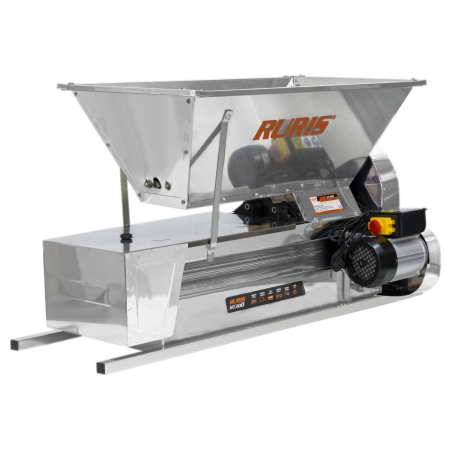 Pompe recirculare - Zdrobitor struguri electric RURIS HT300, 750W, capacitate 75L, 1600-1800 kg/h, role aluminiu, cuvă inox, motor cupru 1400 rpm