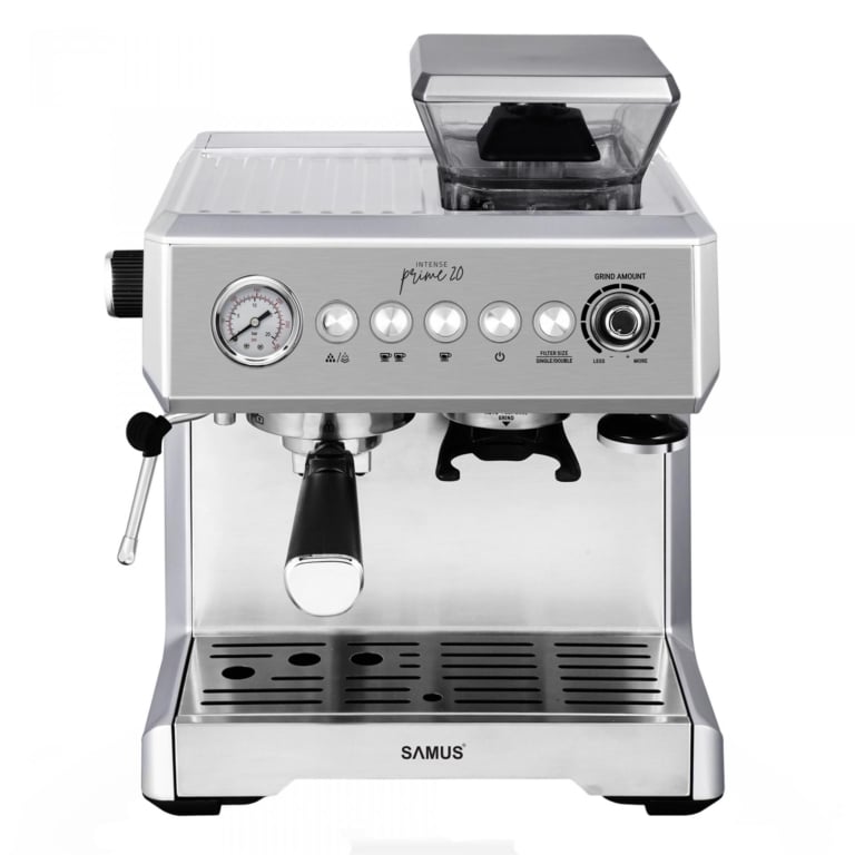 Espressor cafea Samus Intense Prime 20, cu rasnita incorporata, cafea macinata  cafea boabe,  capacitate 2.3 litri, filtru dublu din inox, afisaj