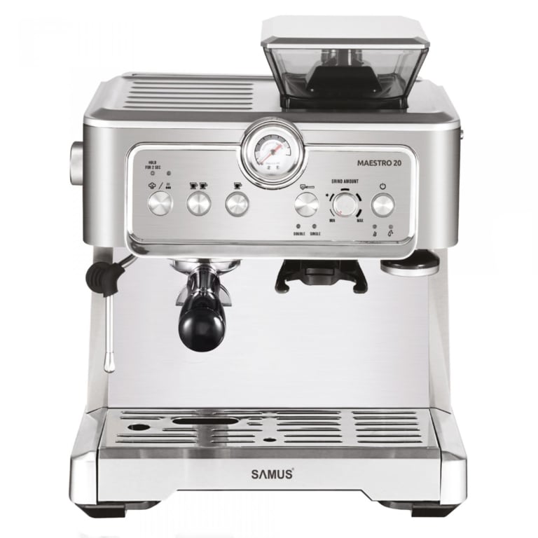 Espressor cafea Samus Maestro 20, cu rasnita incorporata, cafea macinata  cafea boabe, 20 bar,  capacitate rasnita 200 g, filtru dublu din inox,