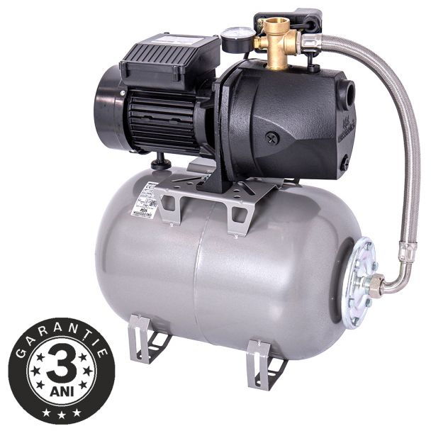 Hidrofor cu pompa autoamorsanta Wasserkonig FL415725, fonta, putere 800 W, debit 3420 l h, inaltime refulare 41 m, vas de expansiune 24 l