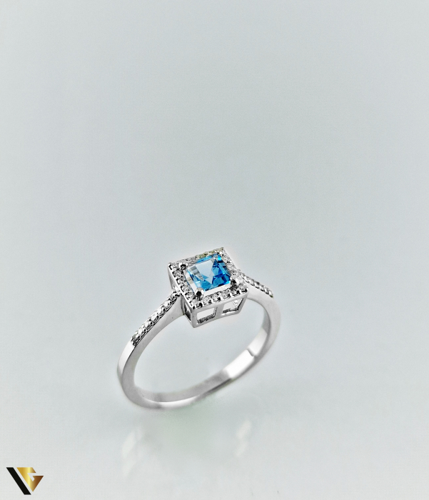 Inel Aur 14k, Topaz de 0.42 ct si Diamante de 0.14 ct in total, 2.30 grame [4]