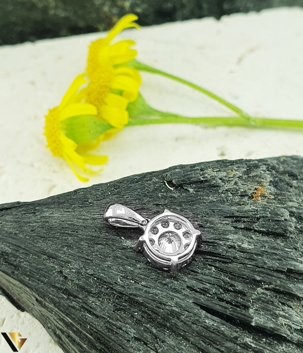 Lant cu pandantiv Aur alb 18K, Diamante 0.36 ct  1.88g [3]