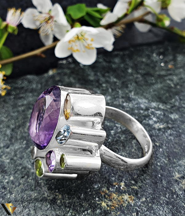Inel Argint 925, Ametist, Topaz, Peridot si Citrin [3]