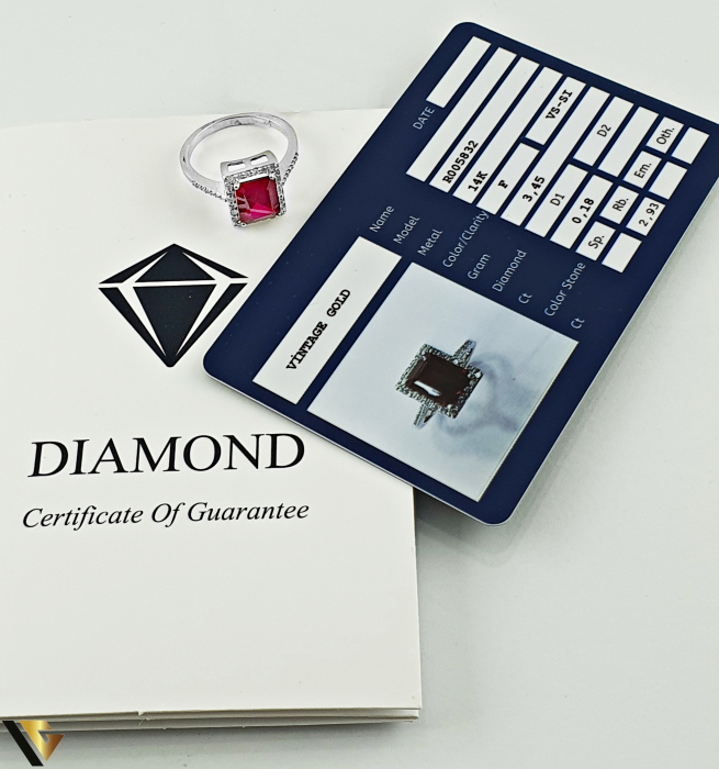 Inel Aur 14k, Rubin si Diamante de 0.18 ct in total, 3.45 grame [5]