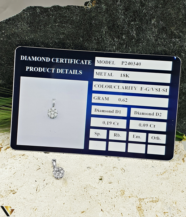 Lant cu pandantiv Aur Alb 18k, Diamante 0.28 ct 1.83g [4]