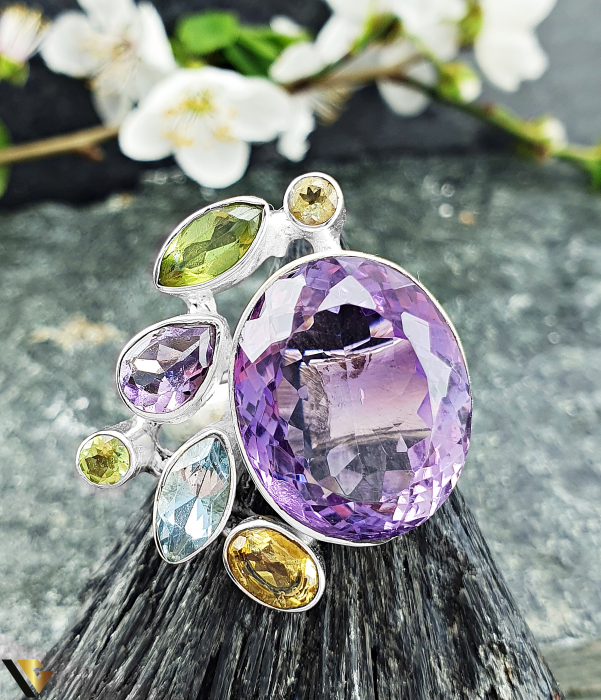 Inel Argint 925, Ametist, Topaz, Peridot si Citrin [2]