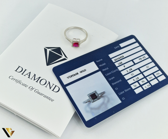 Inel Aur 14k, Rubin de 0.59 ct si Diamante de 0.14 ct in total [5]