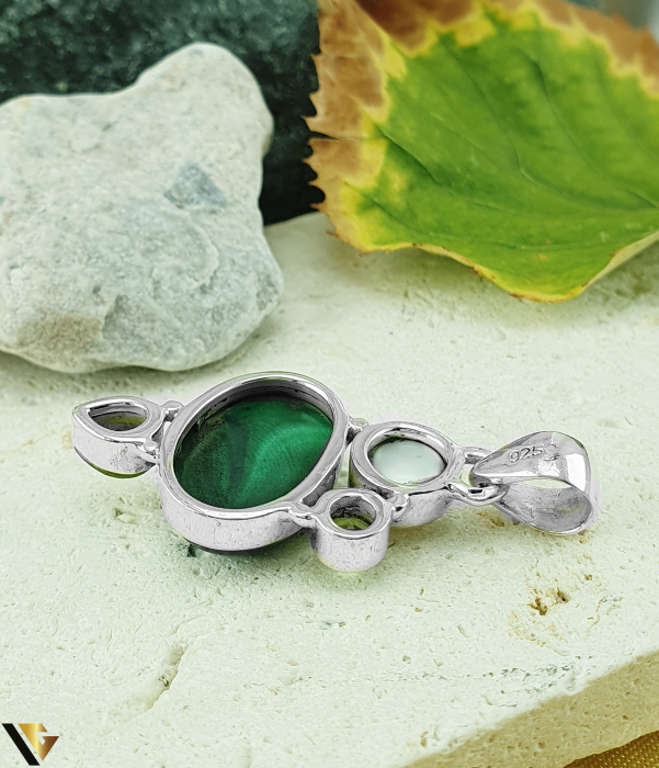 Pandantiv Argint 925, Malachit, Peridot, Perla [2]