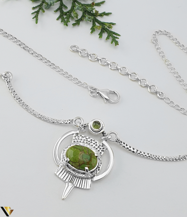 Colier argint 925, Turcoaz, Peridot [2]