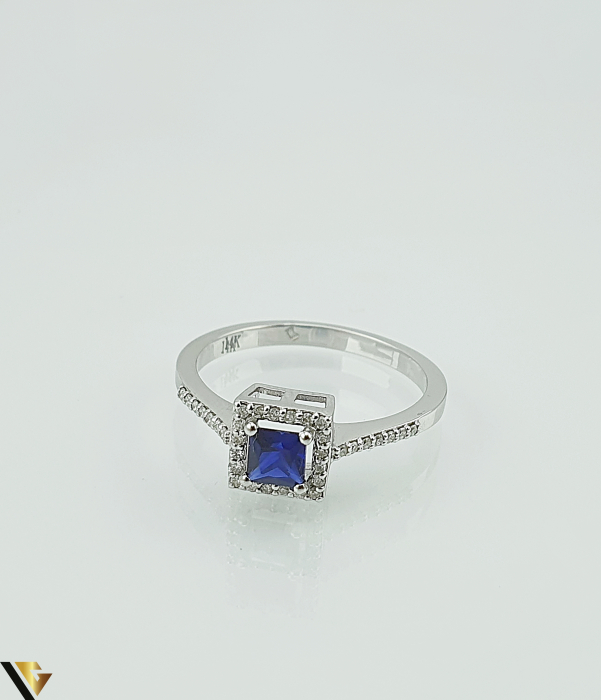 Inel Aur 14k, Safir si Diamante de 0.14 ct in total, 2.31 grame [2]