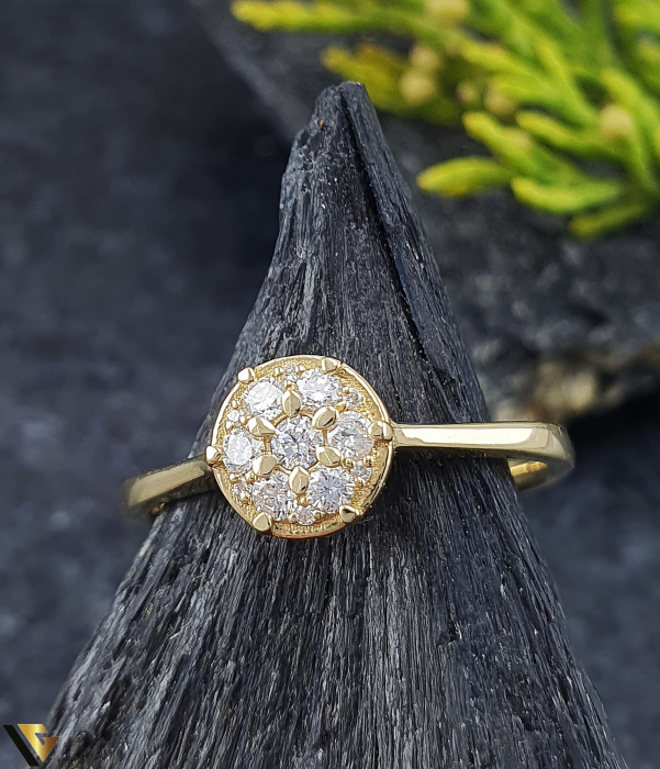 Inel Aur 14k, Diamante 0.16 ct in total floare [2]