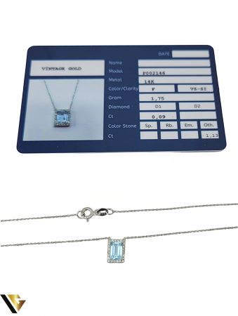 Colier Aur 14k, Diamante 0.09 ct, Topaz [5]