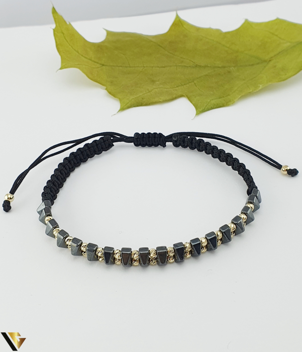 Bratara Snur Textil, Aur 14k, Hematit [1]