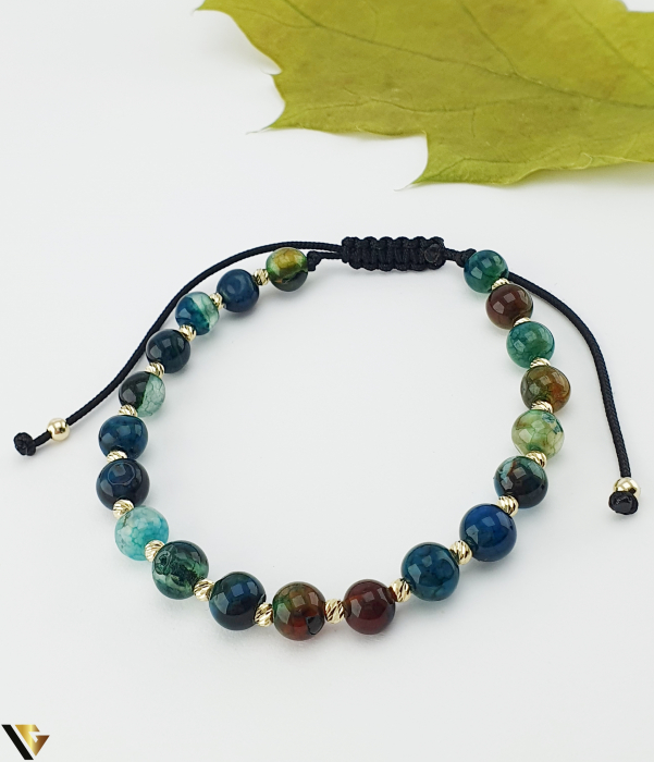 Bratara Snur Textil, Aur 14k, Agate [1]