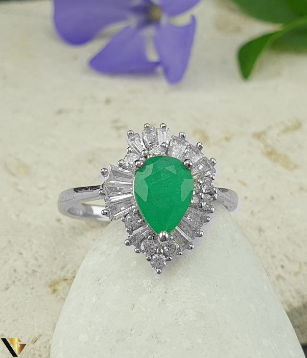 Inel Argint 925, Paraiba si Zirconiu verde smarald [2]