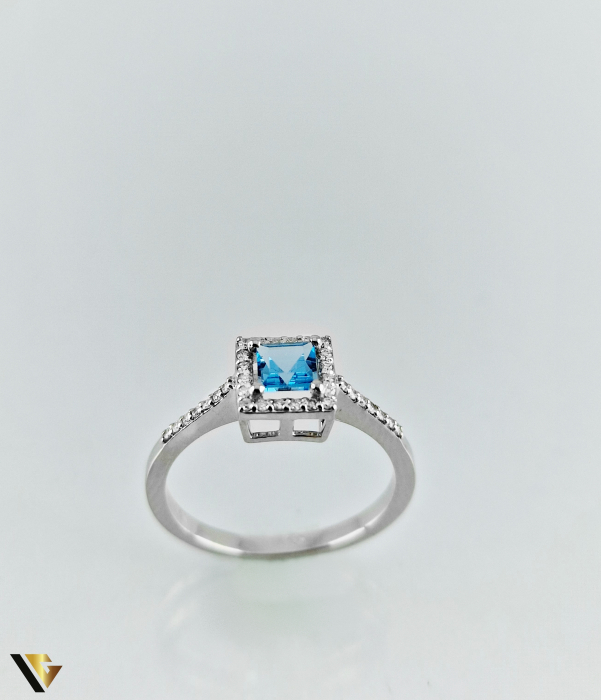 Inel Aur 14k, Topaz de 0.42 ct si Diamante de 0.14 ct in total, 2.30 grame [5]