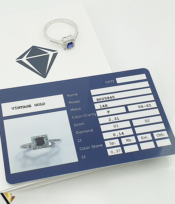 Inel Aur 14k, Safir si Diamante de 0.14 ct in total, 2.31 grame [4]