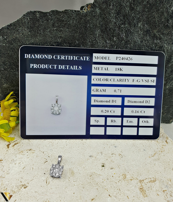 Lant cu pandantiv Aur alb 18K, Diamante 0.36 ct  1.88g [4]