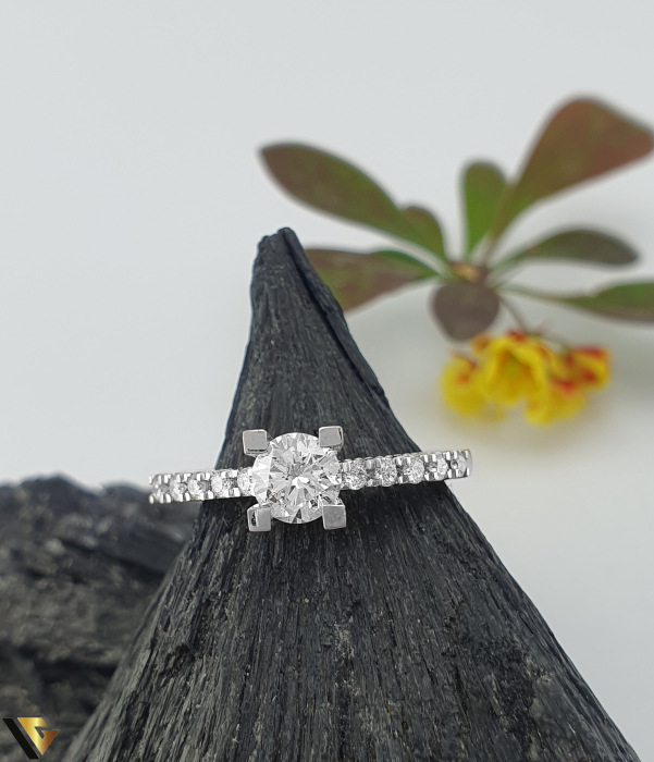 Inel Logodna Aur Alb 14k, Diamante 0.53 ct [2]