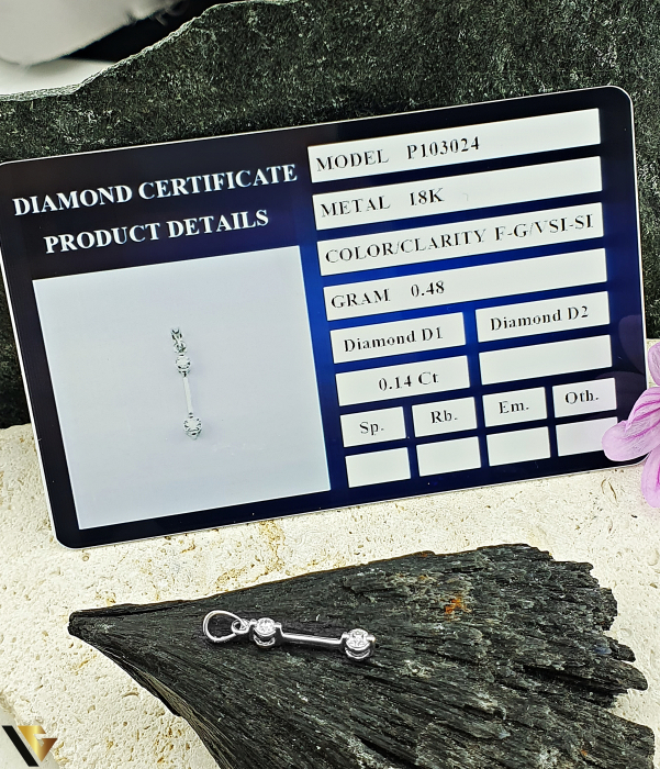 Pandantiv Aur Alb 18K, Diamante 0.14 ct in total [3]