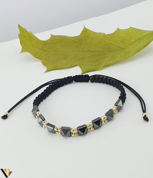 Bratara Snur Textil, Aur 14k, Hematit [1]