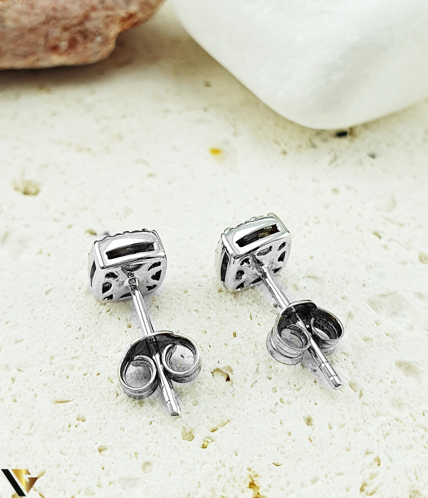 Cercei Aur Alb 18k, Diamante 0.12 ct in total si Rubine [2]