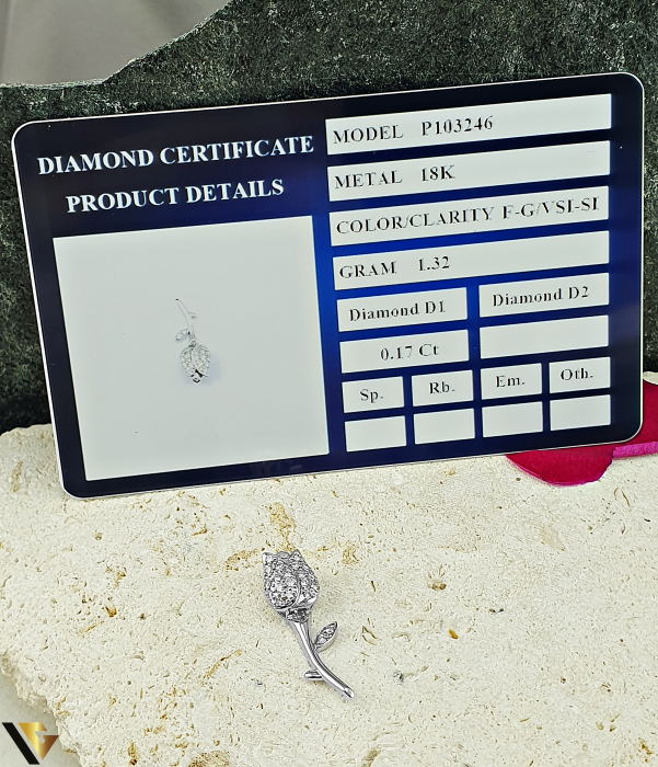 Pandantiv Aur Alb 18K, Diamante 0.17 ct [3]