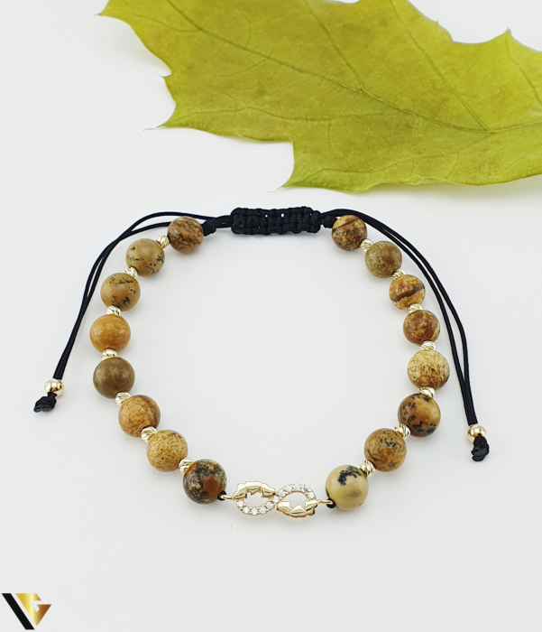 Bratara Snur Textil, Aur 14k, Jasp [1]