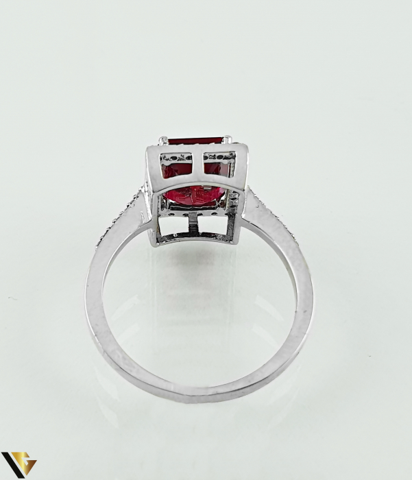 Inel Aur 14k, Rubin si Diamante de 0.18 ct in total, 3.45 grame [4]