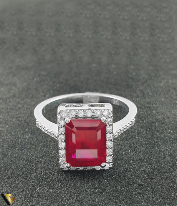 Inel Aur 14k, Rubin si Diamante de 0.18 ct in total, 3.45 grame [2]