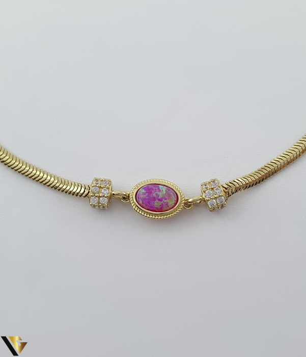 Bratara aur 14k, Cristale de zirconiu Greutate: 3.98 g Lungime: 17-20 cm Latime: 2.1 mm Marcaj / Titlu: "585" Locatie: Bacau Calea Marasesti Tel:0756943079 [2]