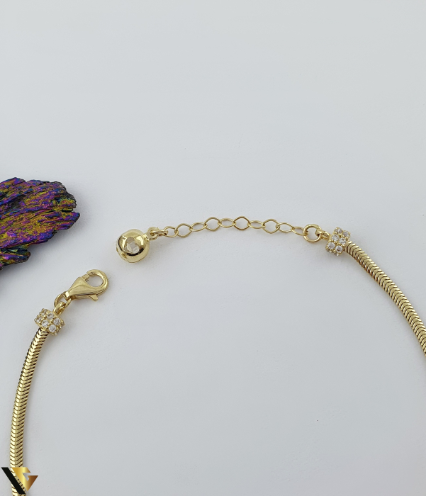 Bratara aur 14k, Cristale de zirconiu Greutate: 3.98 g Lungime: 17-20 cm Latime: 2.1 mm Marcaj / Titlu: "585" Locatie: Bacau Calea Marasesti Tel:0756943079 [3]