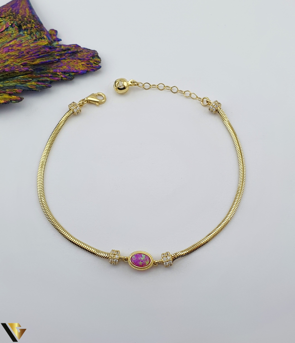 Bratara aur 14k, Cristale de zirconiu Greutate: 3.98 g Lungime: 17-20 cm Latime: 2.1 mm Marcaj / Titlu: "585" Locatie: Bacau Calea Marasesti Tel:0756943079 [1]