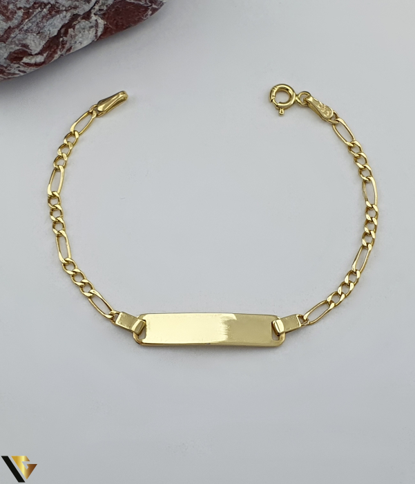 Bratara Aur 14k, Pentru Copii Greutate: 1.97 gr Dimensiune placuta: 25 mm / 6 mm Lungime: 14.3 cm Latime: 3 mm Marcaj / titlu: "585" Locatie: Bacau Calea Marasesti Tel: 0756943079 [1]