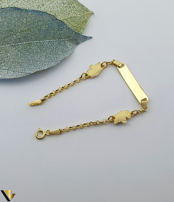 Bratara Aur 14k, Pentru Copii Greutate: 3.19 gr Dimensiune placuta: 25 mm / 6 mm Lungime: 14,5 cm Latime: 2.7 mm Marcaj / titlu: "585" Locatie: Bacau Calea Marasesti Tel: 0756943079 [2]