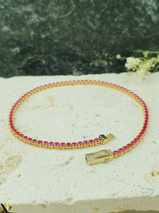 Bratara Aur 14k, Zirconiu   Rosu Eternity Tenis tennis elegant [2]
