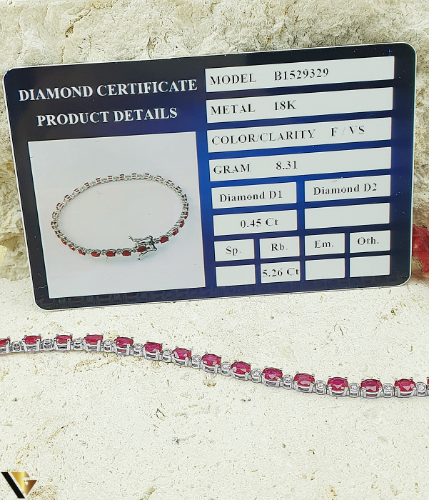 Bratara Aur Alb 18K, Diamante 0.45 ct, Rubine 5.26 ct [4]