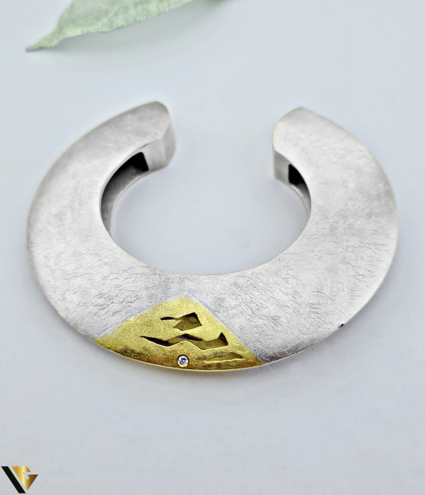 Bratara Fixa Argint 925, Aur 18k si Diamant 0.04 ct [1]