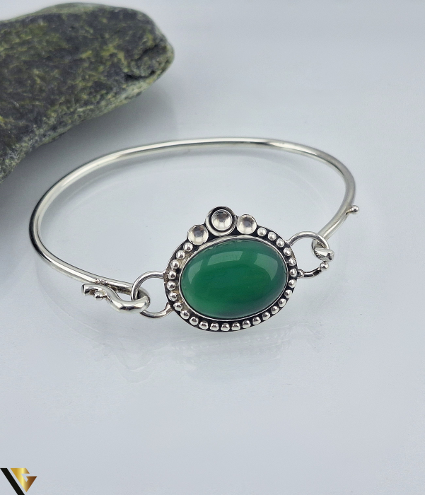 Bratara Fixa Argint 925, Green Jade [1]