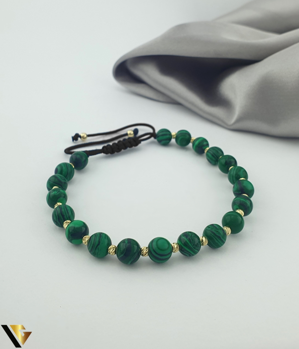 Bratara Snur Textil, Aur 14k, Malachit [1]