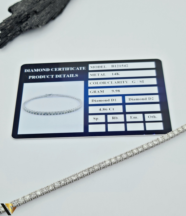 Bratara Tennis Aur Alb 14k, Diamante 4.86 ct [3]