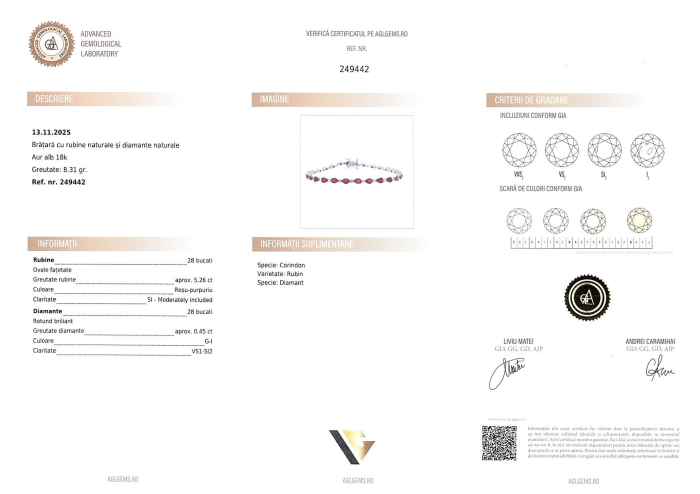 Bratara Aur Alb 18K, Diamante 0.45 ct, Rubine 5.26 ct [4]