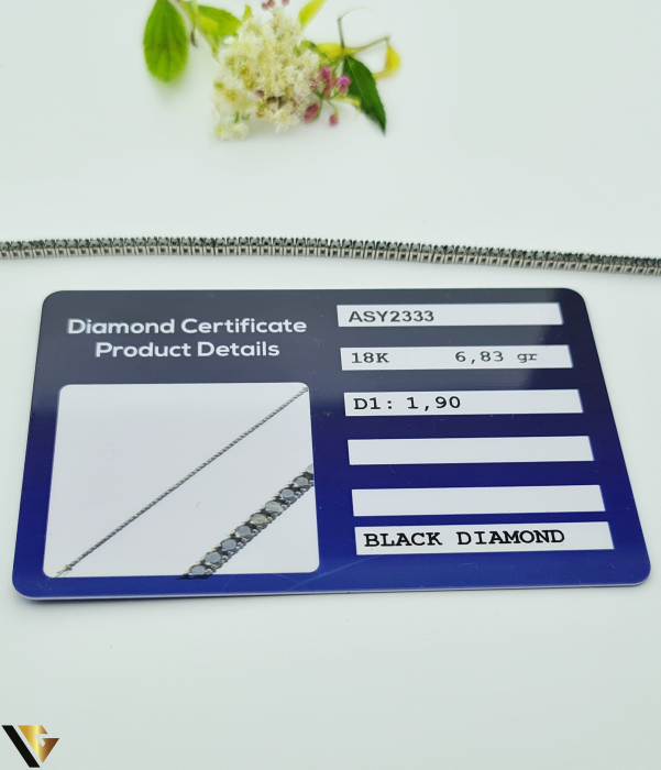 Bratara Tennis Aur Alb 18k, Diamante negre 1.90 ct [3]