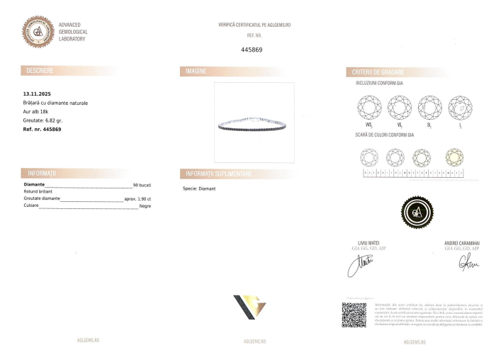 Bratara Tennis Aur Alb 18k, Diamante negre 1.90 ct [3]