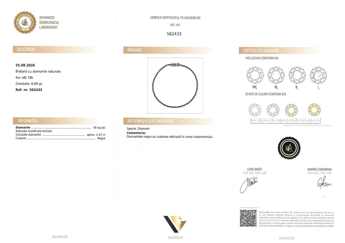 Bratara Tennis Aur Alb 18k, Diamante negre 2.47 ct [4]