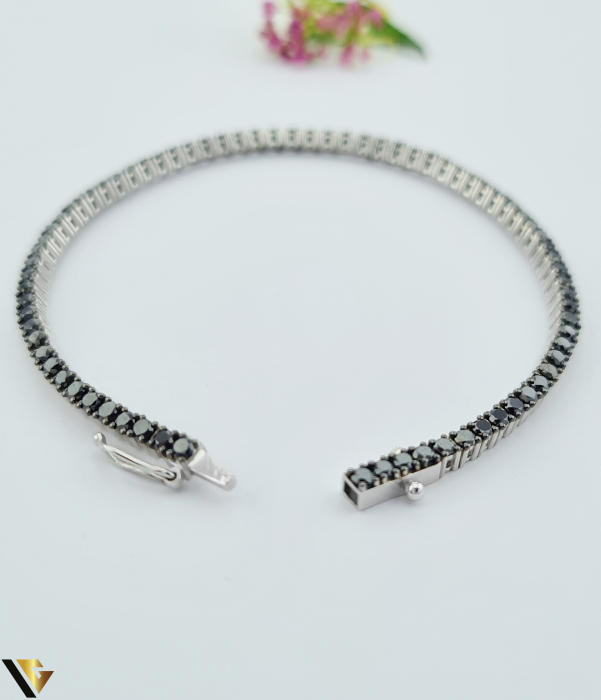 Bratara Tennis Aur Alb 18k, Diamante negre 3.00 ct [2]