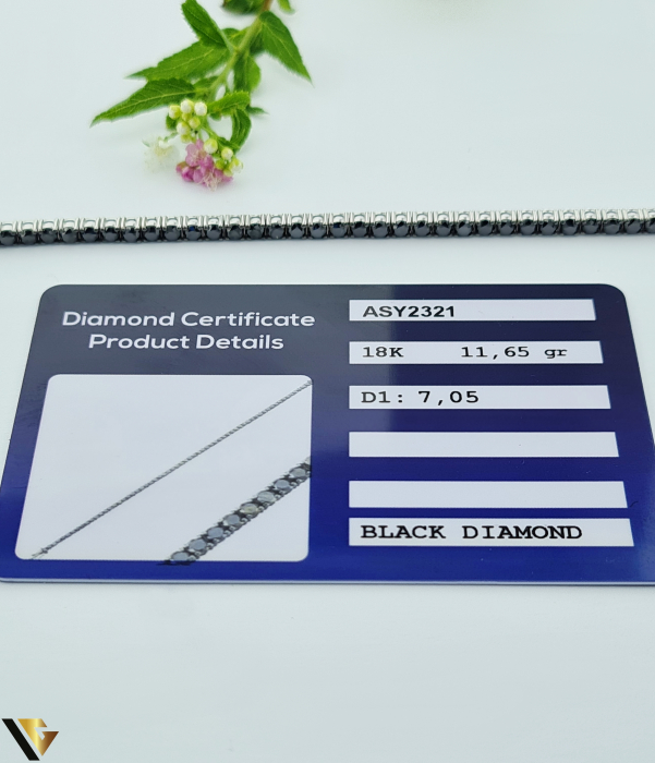 Bratara Tennis Aur Alb 18k, Diamante negre 7.05 ct in total [3]