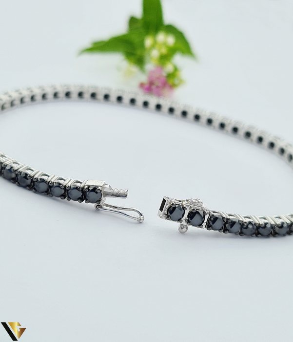 Bratara Tennis Aur Alb 18k, Diamante negre 7.05 ct in total [2]